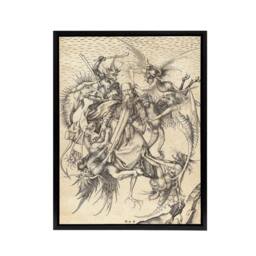 "Artery8 Schongauer Temptation Saint Anthony Framed Canvas Wall Art Print in Beige - Size: W18"" x H24""" - thumbnail 1