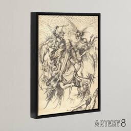 "Artery8 Schongauer Temptation Saint Anthony Framed Canvas Wall Art Print in Beige - Size: W18"" x H24""" - thumbnail 2