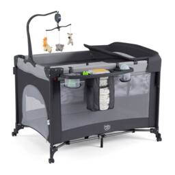 Costway 5 in 1 Baby Travel Bassinet Bedside Sleeper with Changing Table & Mattress in Black - thumbnail 3