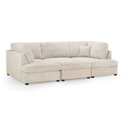 Furnishings For Less UK California Boucle Beige U shaped 6 Seater Sofa + Footstool - thumbnail 6