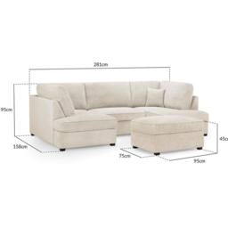 Furnishings For Less UK California Boucle Beige U shaped 6 Seater Sofa + Footstool - thumbnail 3