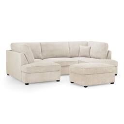 Furnishings For Less UK California Boucle Beige U shaped 6 Seater Sofa + Footstool - thumbnail 4