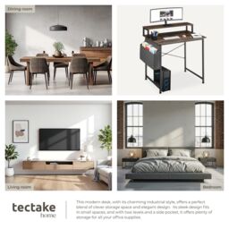 tectake Desk - With Shelving & Fabric Storage Bag in Brown - Size: 120 cm x 60 cm - thumbnail 5