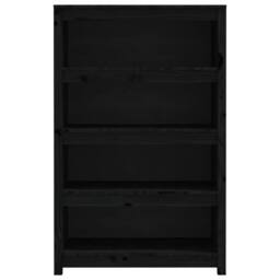 Berkfield Home Beautiful Book Cabinet Black 80x35x126 cm Solid Wood Pine - Size: 80 x 35 x 126 cm - thumbnail 5