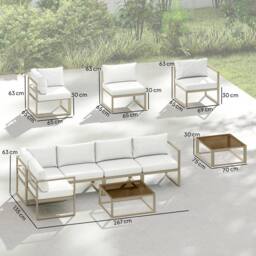 OUTSUNNY 5 Seater Aluminium Garden Furniture Set w/ Table, White - thumbnail 3