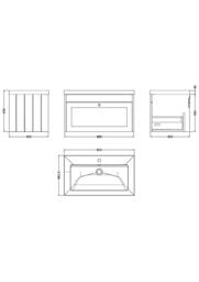 Balterley 800mm Wall Hung 1 Drawer Unit with Basin No Tap Hole - Pebble Grey - thumbnail 2
