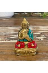 KDMD Brass Buddha Figure - Hands Up, Reassurance & Protection, 7.5cm in Gold - thumbnail 3