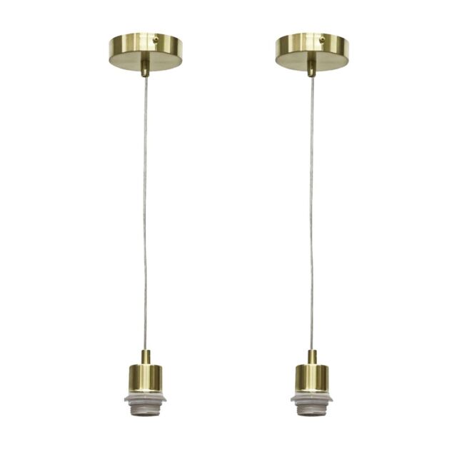 First Choice Lighting Set of 2 Carss - Satin Brass Ceiling Pendant Kits for Easy Fit Shades in Gold - image 1