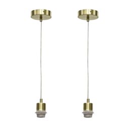 First Choice Lighting Set of 2 Carss - Satin Brass Ceiling Pendant Kits for Easy Fit Shades in Gold