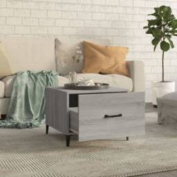 Berkfield Home Decorative Coffee Table with Metal Legs Grey Sonoma 50x50x40 cm - Size: 50 x 50 x 40 cm - thumbnail 1