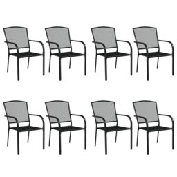 Berkfield Home 9 Piece Garden Dining Set Anthracite Steel in Black - thumbnail 4