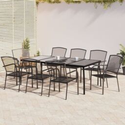 Berkfield Home 9 Piece Garden Dining Set Anthracite Steel in Black