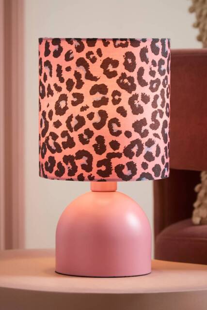 ValueLights Mileys Pink Leopard Print Table Lamp - image 1