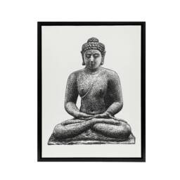 "Artery8 Buddha On The Borobudur Drawing Leo Gestel Black Framed Canvas Art in White - Size: W12"" x H16""" - thumbnail 1