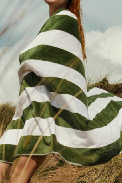 CHRISTY Classic 'Cabana' Striped Extra Large Vibrant Beach Towels in Olive - image 1