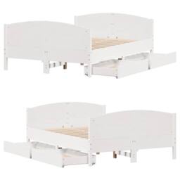 Berkfield Home Bed Frame without Mattress White 135x190 cm Double Solid Wood Pine - thumbnail 9
