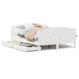 Berkfield Home Bed Frame without Mattress White 135x190 cm Double Solid Wood Pine - thumbnail 1