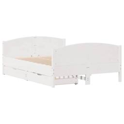 Berkfield Home Bed Frame without Mattress White 135x190 cm Double Solid Wood Pine - thumbnail 3