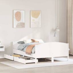 Berkfield Home Bed Frame without Mattress White 135x190 cm Double Solid Wood Pine - thumbnail 2