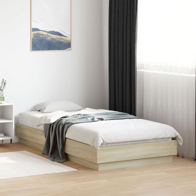 Berkfield Home Bed Frame without Mattress Sonoma Oak 90x190 cm Single Engineered Wood in Brown - image 1