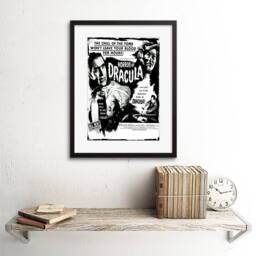 "Artery8 Movie Film Horror Dracula Cushing Vampire 12x16"" Framed Wall Art Print in Black - Size: W12"" x H16""" - thumbnail 2