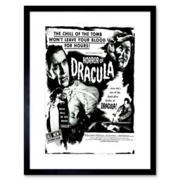 "Artery8 Movie Film Horror Dracula Cushing Vampire 12x16"" Framed Wall Art Print in Black - Size: W12"" x H16""" - thumbnail 1
