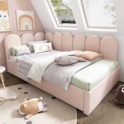 BTM Pink Velvet 3FT Daybed with Pull-Out Bed & Metal Frame - thumbnail 9