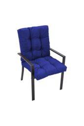 Living and Home 106cm W x 53cm D Short Button Tufted Dining Chair Cushion in Navy - Size: 106 cm W x 53 cm D - thumbnail 1