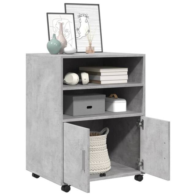 Berkfield Home Rolling Cabinet Concrete Grey 60x48x81 cm Engineered Wood - Size: 60 x 48 x 81 cm - image 1