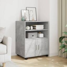 Berkfield Home Rolling Cabinet Concrete Grey 60x48x81 cm Engineered Wood - Size: 60 x 48 x 81 cm - thumbnail 2