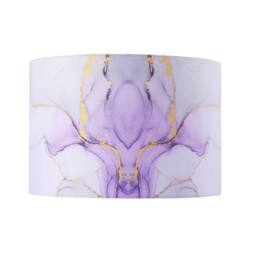 Happy Homewares Drum Lamp Shade in Marble Effect Cotton Fabric with Gold Foil Decor in Lilac - Size: 12 inches - thumbnail 2