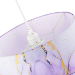 Happy Homewares Drum Lamp Shade in Marble Effect Cotton Fabric with Gold Foil Decor in Lilac - Size: 12 inches - thumbnail 5