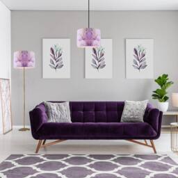 Happy Homewares Drum Lamp Shade in Marble Effect Cotton Fabric with Gold Foil Decor in Lilac - Size: 12 inches - thumbnail 7