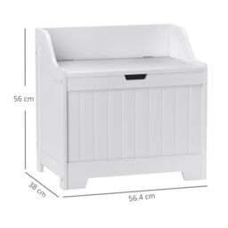 HOMCOM Storage Trunk with Safety Hinge for Living Room, 56.4cm in White - thumbnail 3