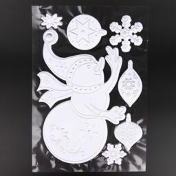 Shatchi 3D Christmas Window Stickers Snowy White & Silver - 8 Assorted Sheets Christmas Window Glass Christmas Scene, PVC - thumbnail 4