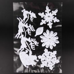 Shatchi 3D Christmas Window Stickers Snowy White & Silver - 8 Assorted Sheets Christmas Window Glass Christmas Scene, PVC - thumbnail 6