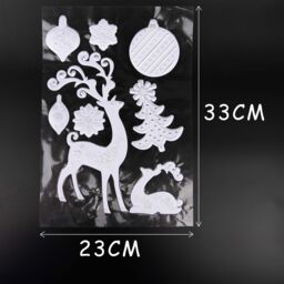 Shatchi 3D Christmas Window Stickers Snowy White & Silver - 8 Assorted Sheets Christmas Window Glass Christmas Scene, PVC - thumbnail 3