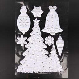 Shatchi 3D Christmas Window Stickers Snowy White & Silver - 8 Assorted Sheets Christmas Window Glass Christmas Scene, PVC - thumbnail 5