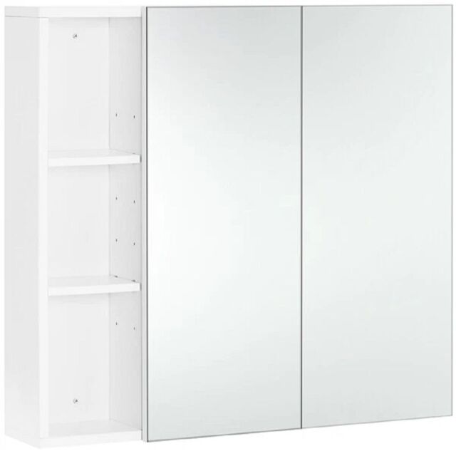 EONLION Wall-Mounted Mirror Cabinet, Modern Double Door Storage with Mirror in White - image 1