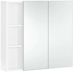 EONLION Wall-Mounted Mirror Cabinet, Modern Double Door Storage with Mirror in White - thumbnail 1