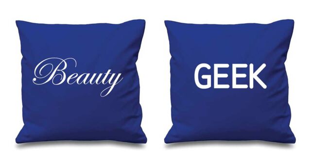 60 SECOND MAKEOVER Beauty & Geek Cushion Covers in Blue - Size: 40 cm x 40 cm