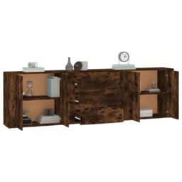 Berkfield Home Sideboards 3 pcs Smoked Oak Engineered Wood in Brown - thumbnail 4