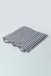 Homescapes Black & White Stripe Seat Pad with Straps 100% Cotton - thumbnail 2
