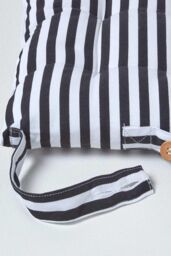 Homescapes Black & White Stripe Seat Pad with Straps 100% Cotton - thumbnail 4