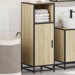 Berkfield Home Durable Bathroom Cabinet Sonoma Oak 35x37.5x100 cm Engineered Wood in Light Oak - thumbnail 4