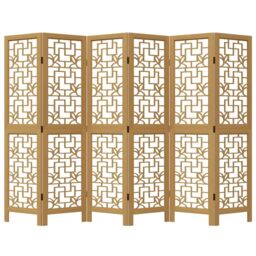 Berkfield Home Room Divider 6 Panels Brown Solid Wood Paulownia - thumbnail 4