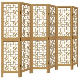 Berkfield Home Room Divider 6 Panels Brown Solid Wood Paulownia - thumbnail 2