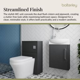 Balterley Cloakroom Suite Right Hand Vanity WC Toilet Tap Set 440mm - Graphite in Blue - thumbnail 3
