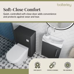 Balterley Cloakroom Suite Right Hand Vanity WC Toilet Tap Set 440mm - Graphite in Blue - thumbnail 4