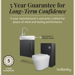 Balterley Cloakroom Suite Right Hand Vanity WC Toilet Tap Set 440mm - Graphite in Blue - thumbnail 6